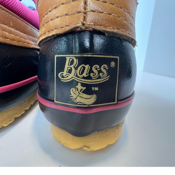 Vintage Bass Calgary Duck Snow Rain Ankle Boots w/Thinsulate, Navy/Pink, size 9 - Picture 12 of 16